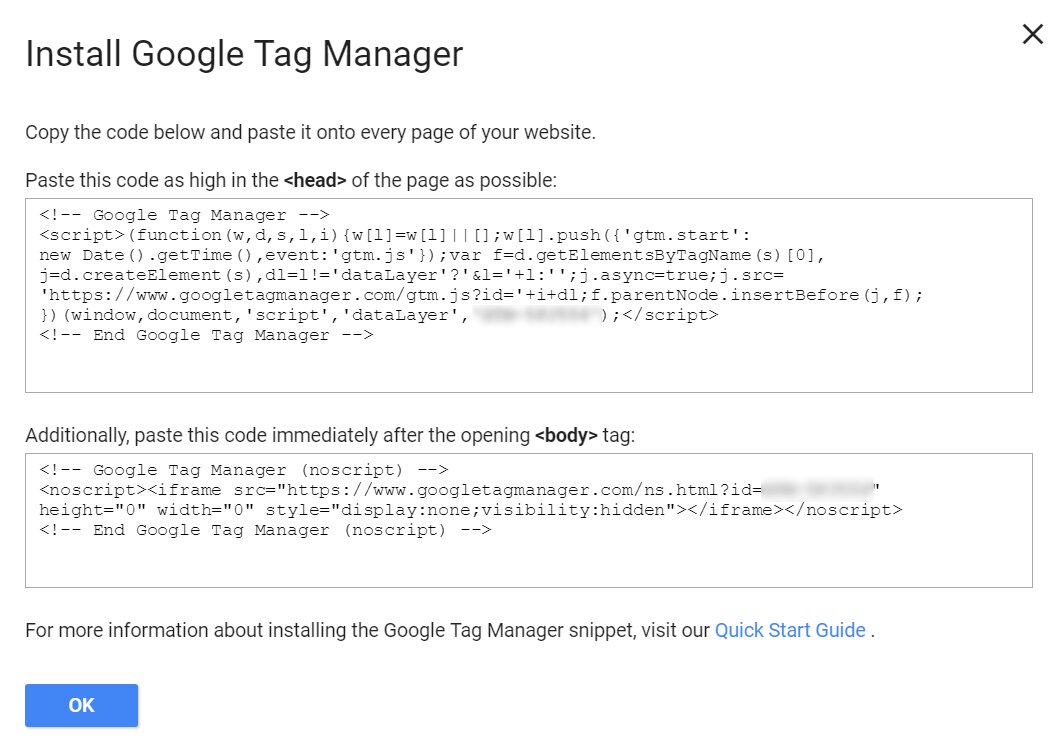 Google Tag Manager installation on a website