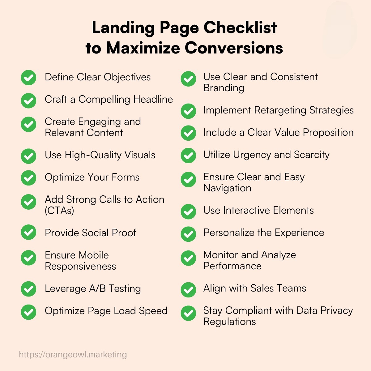 Landing page conversion rate optimization checklist