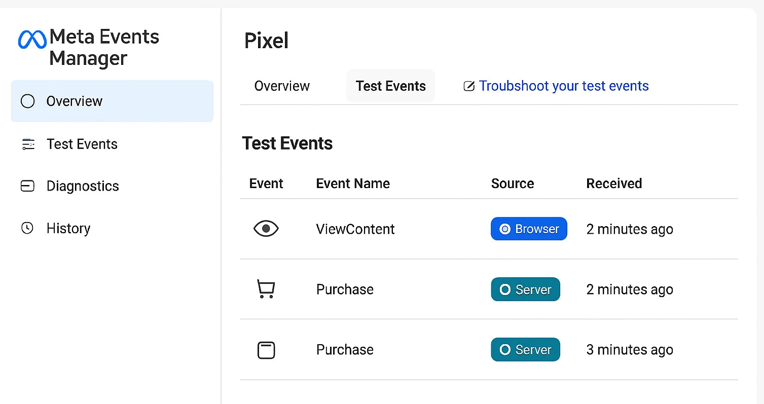 Meta Events Manager Dashboard